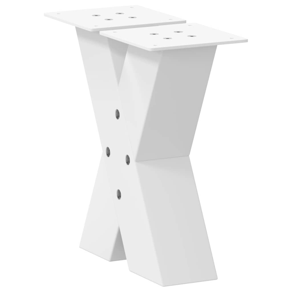 sofabordsben X-formet 2 stk. hvid 40x(30-31) cm stål