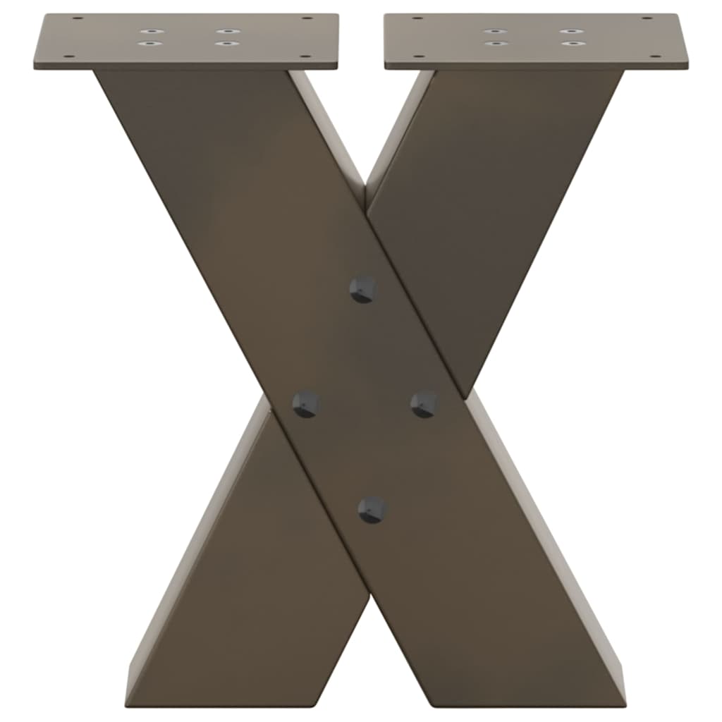 sofabordsben X-formet 2 stk. naturstål 40x(30-31) cm stål