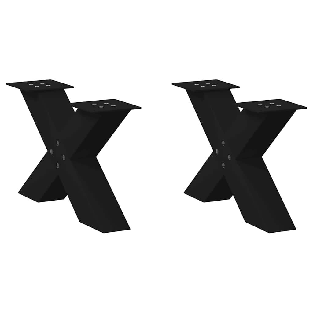 sofabordsben X-formet 2 stk. sort 50x(30-31) cm stål