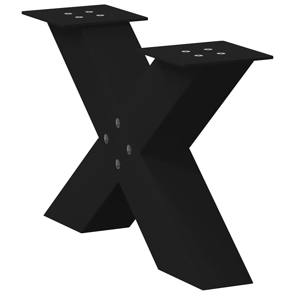 sofabordsben X-formet 2 stk. sort 50x(30-31) cm stål