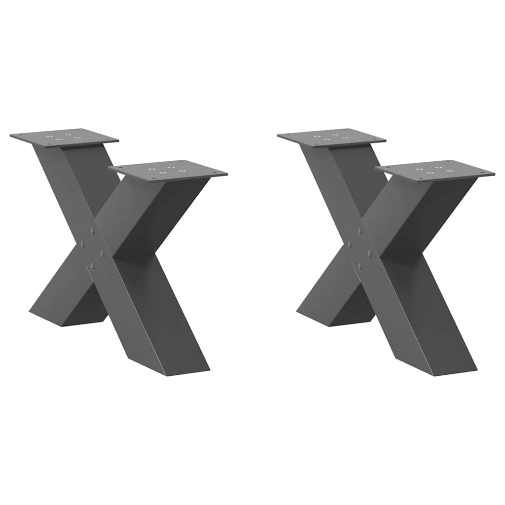 sofabordsben X-formet 2 stk. antracit 50x(30-31) cm stål