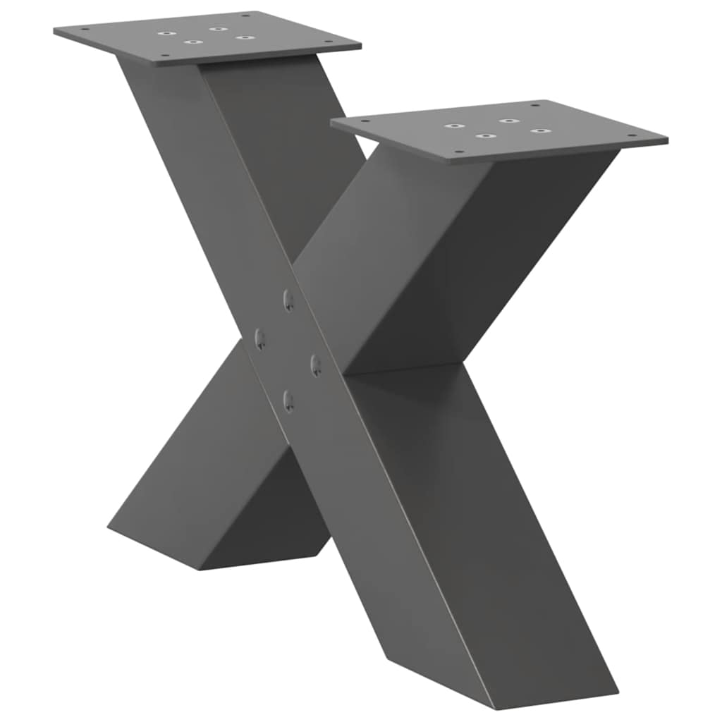 sofabordsben X-formet 2 stk. antracit 50x(30-31) cm stål