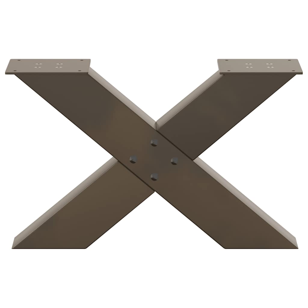 sofabordsben X-formet 2 stk. naturstål 50x(30-31) cm stål