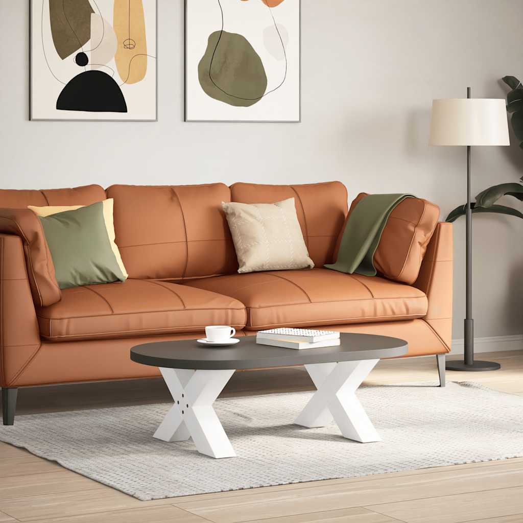 sofabordsben X-formet 2 stk. hvid 60x(30-31) cm stål