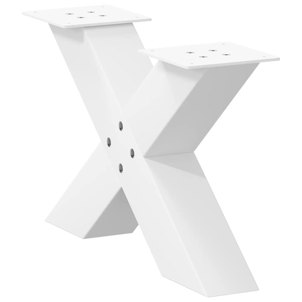 sofabordsben X-formet 2 stk. hvid 60x(30-31) cm stål