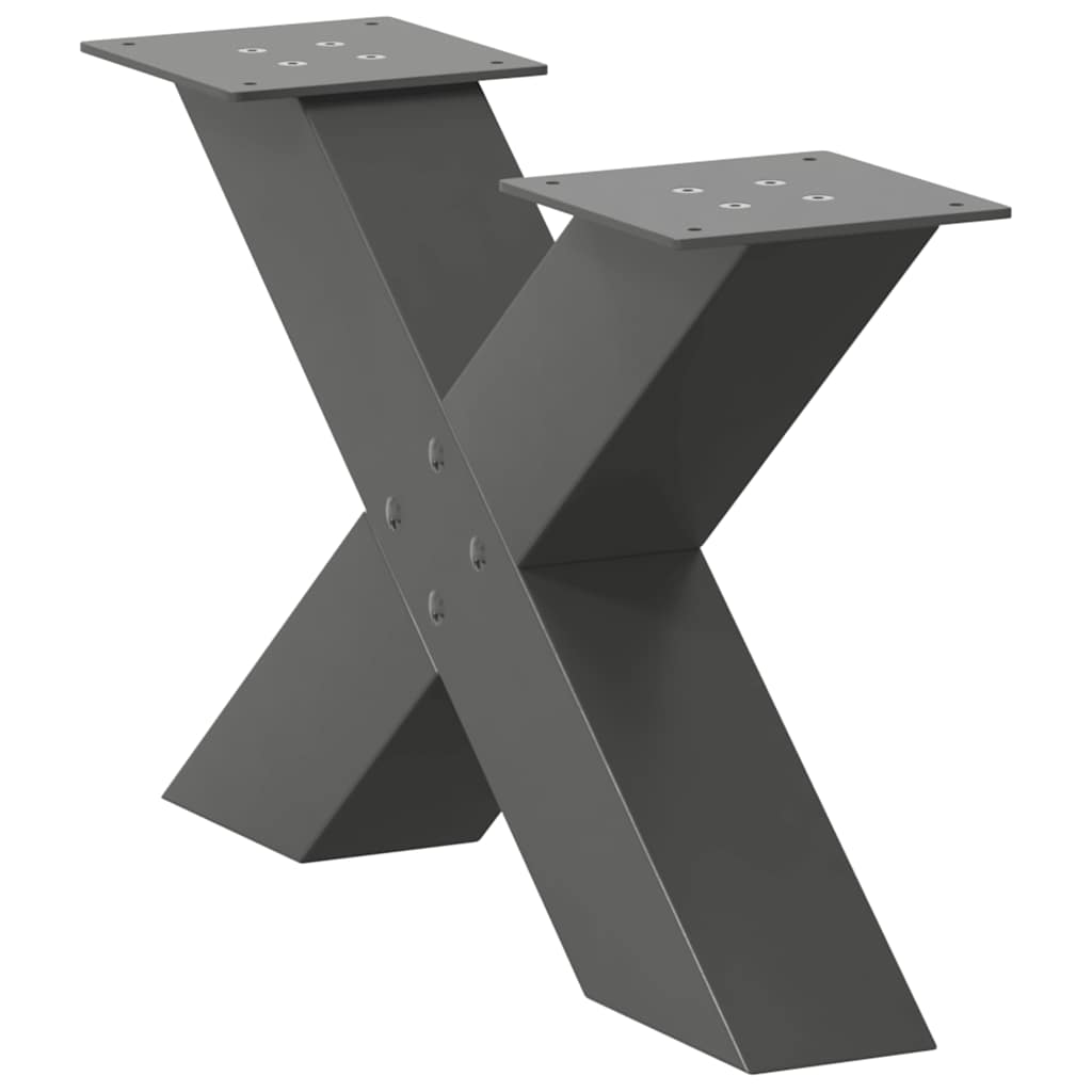 sofabordsben X-formet 2 stk. antracit 60x(30-31) cm stål
