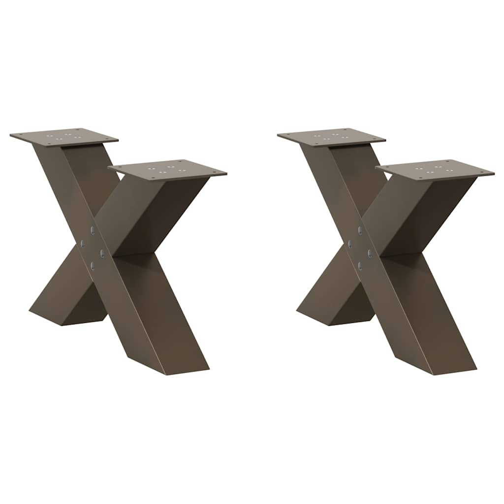 sofabordsben X-formet 2 stk. naturstål 60x(30-31) cm stål
