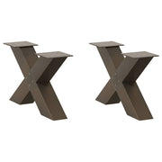 sofabordsben X-formet 2 stk. naturstål 60x(30-31) cm stål