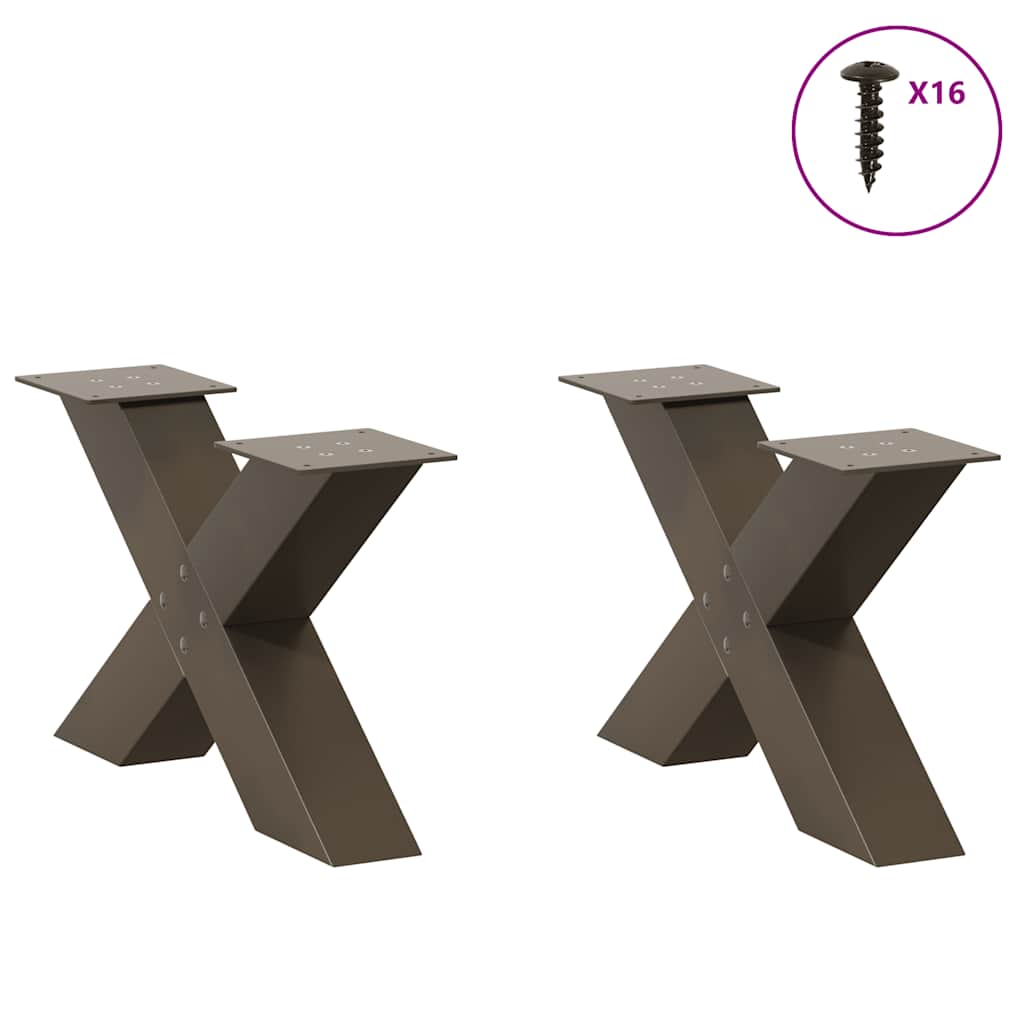 sofabordsben X-formet 2 stk. naturstål 60x(30-31) cm stål