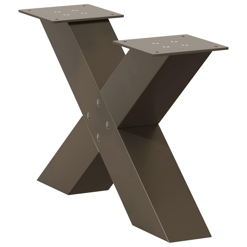 sofabordsben X-formet 2 stk. naturstål 60x(30-31) cm stål
