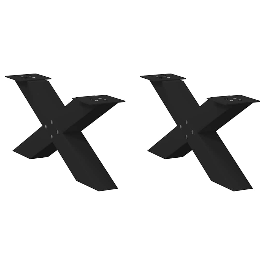 sofabordsben X-formet 2 stk. sort 70 x (30-31) cm stål