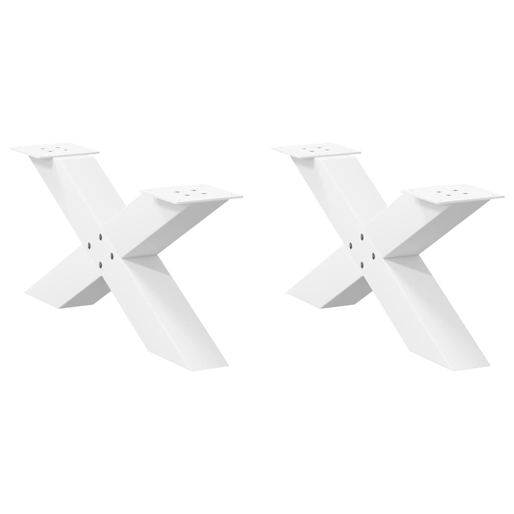 sofabordsben X-formet 2 stk. hvid 70 x (30-31) cm stål