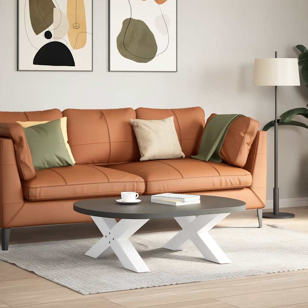 sofabordsben X-formet 2 stk. hvid 70 x (30-31) cm stål