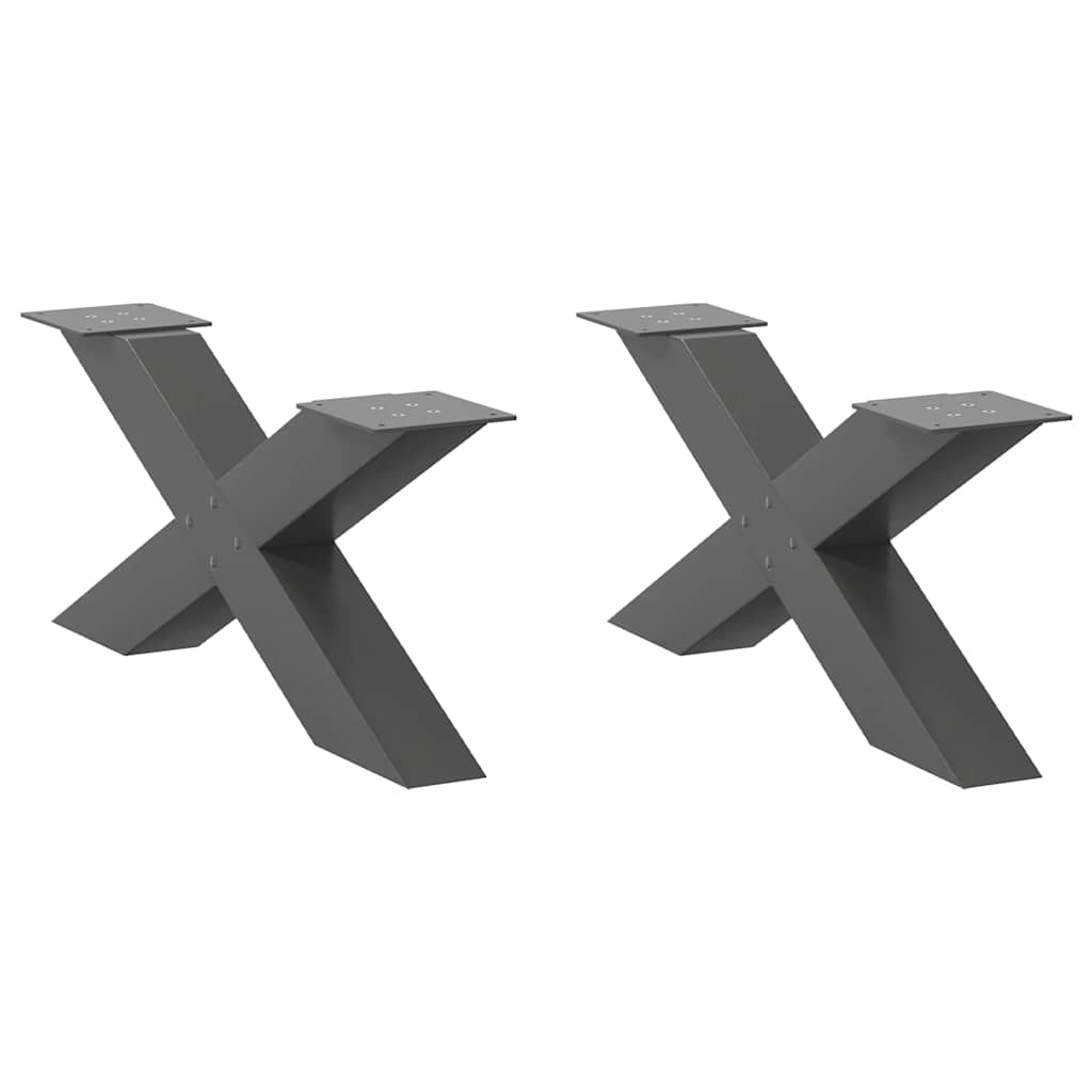 sofabordsben X-formet 2 stk. antracit 70x(30-31) cm stål