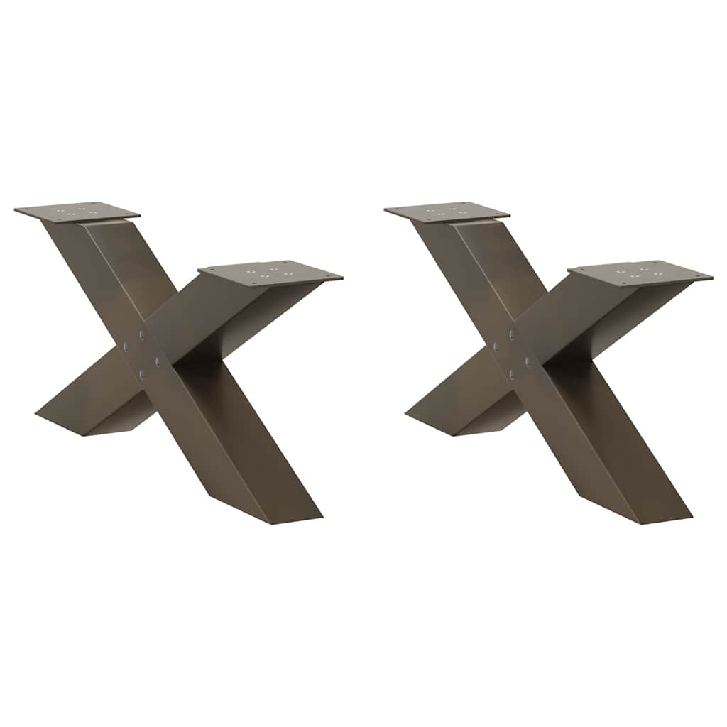 sofabordsben X-formet 2 stk. naturstål 70x(30-31) cm stål