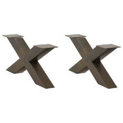 sofabordsben X-formet 2 stk. naturstål 70x(30-31) cm stål