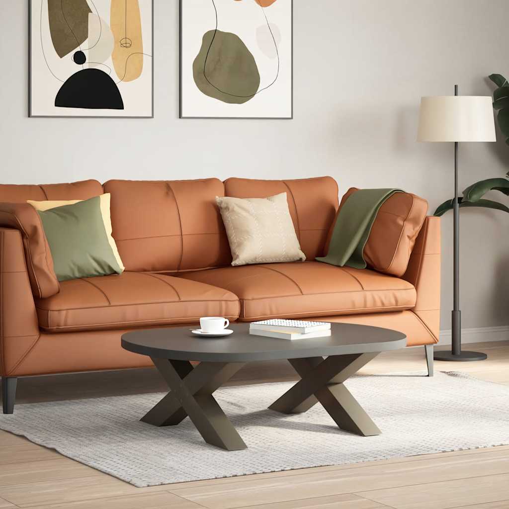 sofabordsben X-formet 2 stk. naturstål 70x(30-31) cm stål