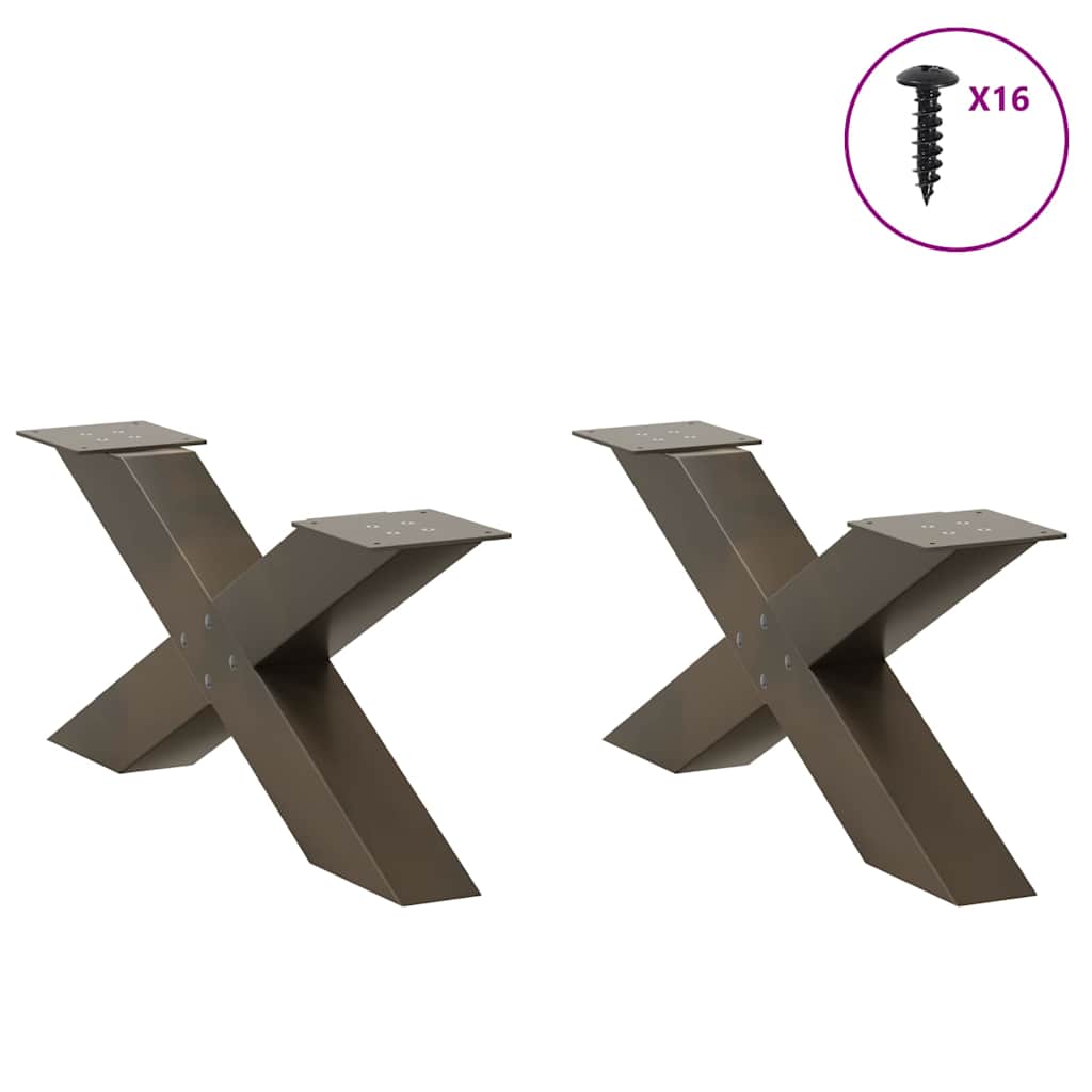 sofabordsben X-formet 2 stk. naturstål 70x(30-31) cm stål