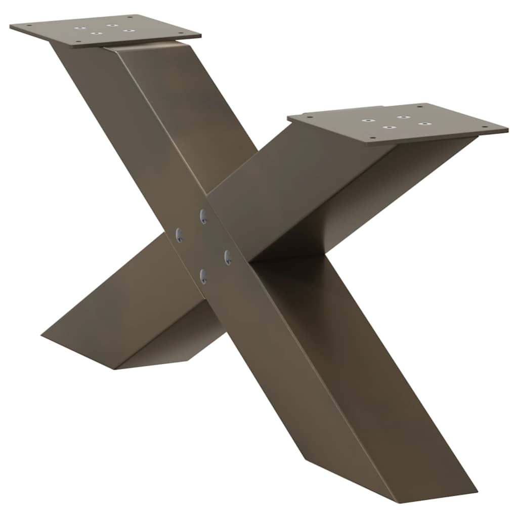 sofabordsben X-formet 2 stk. naturstål 70x(30-31) cm stål