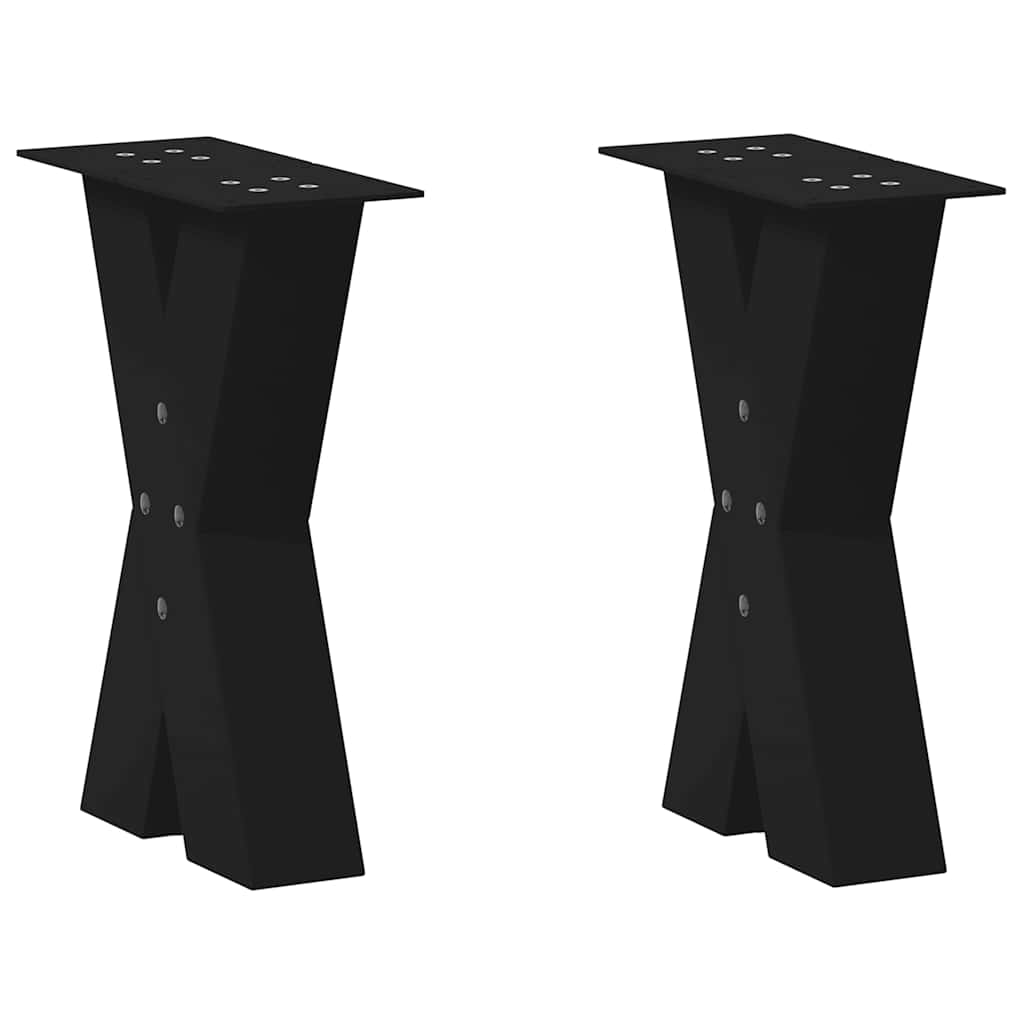 sofabordsben X-formet 2 stk. sort 28 x (42-43) cm stål