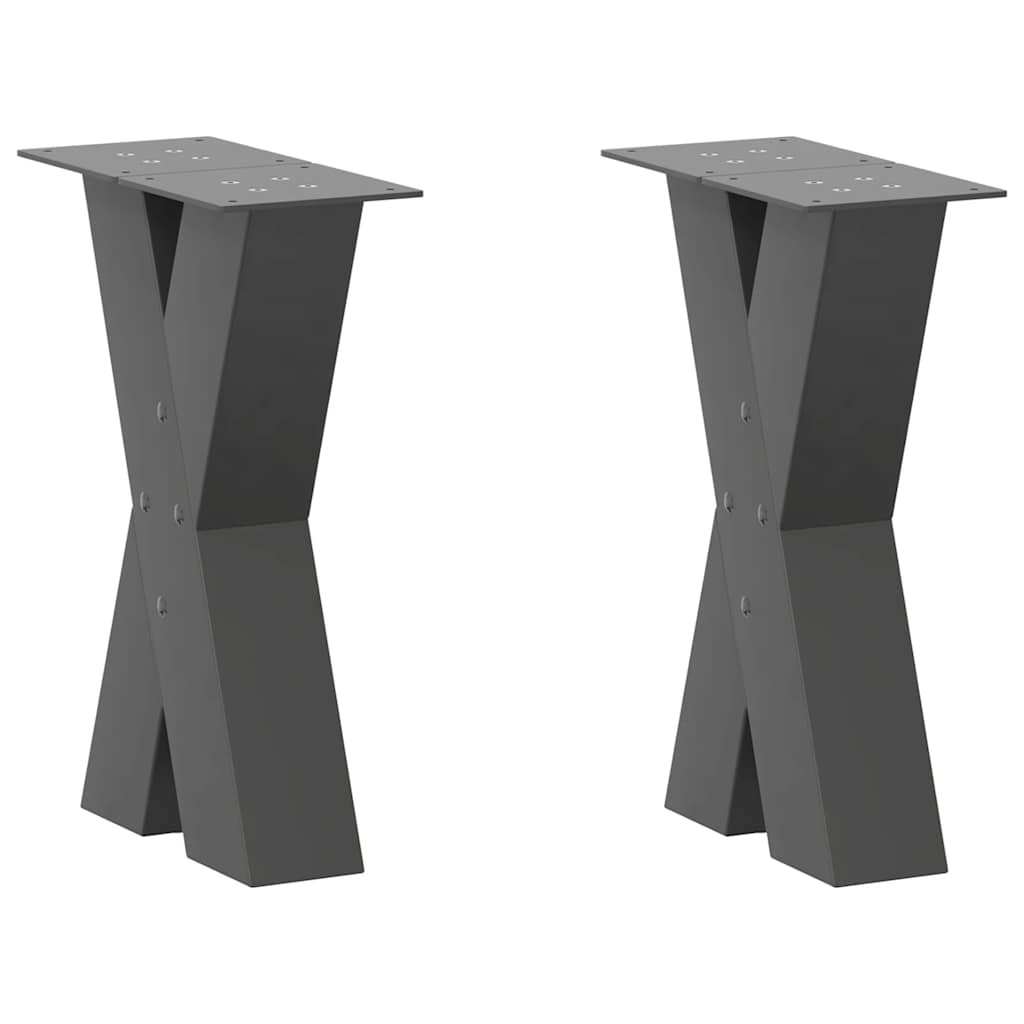 sofabordsben X-formet 2 stk. antracit 28 x (42-43) cm stål