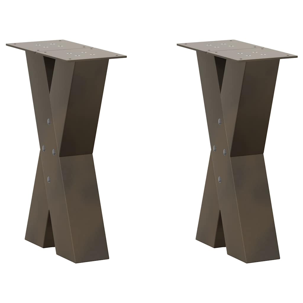 sofabordsben X-formet 2 stk. naturstål 28 x (42-43) cm stål