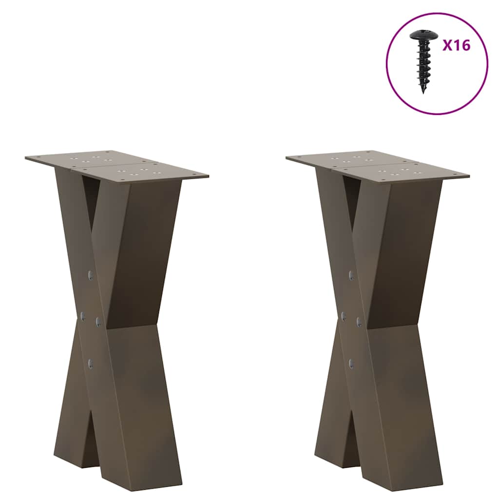 sofabordsben X-formet 2 stk. naturstål 28 x (42-43) cm stål