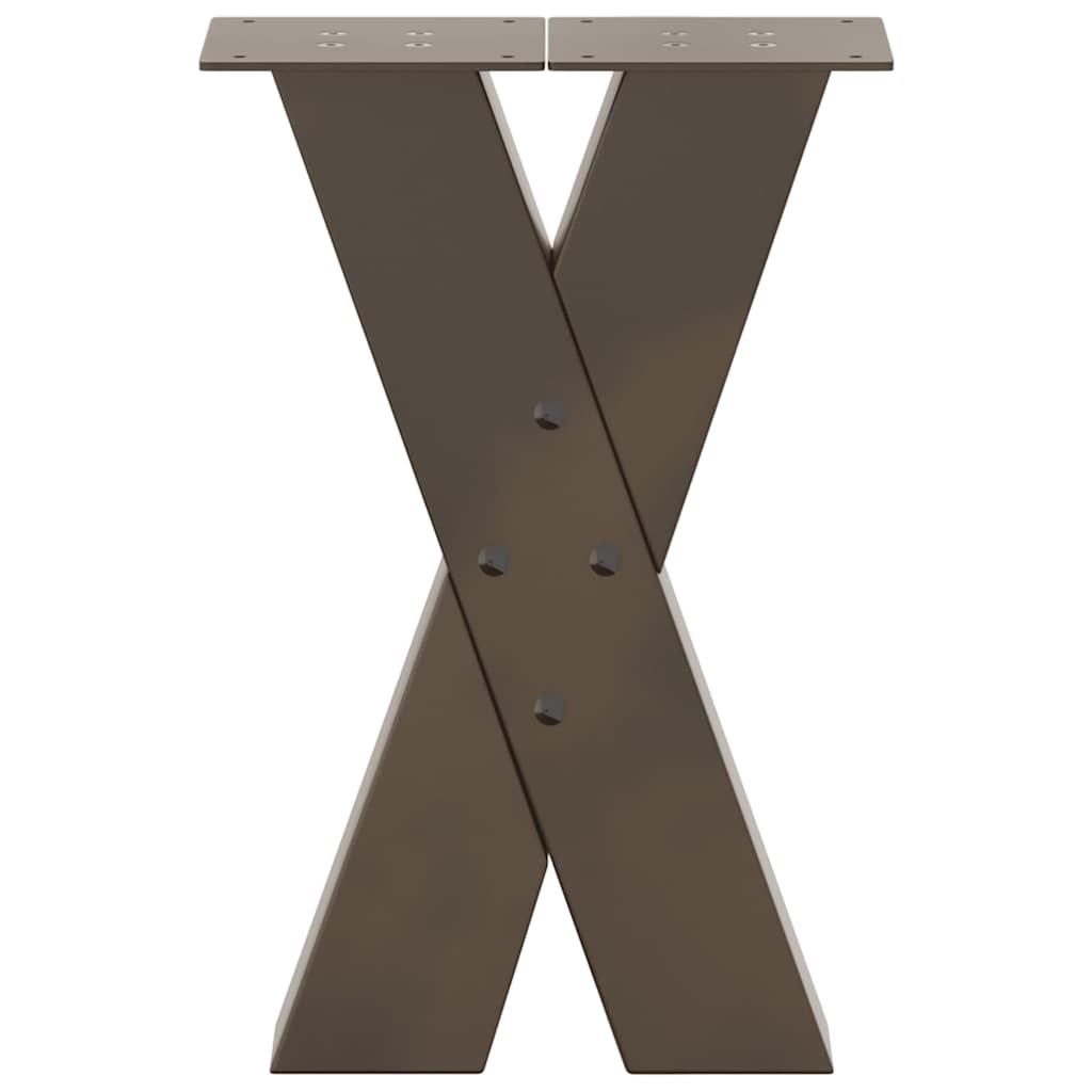 sofabordsben X-formet 2 stk. naturstål 28 x (42-43) cm stål
