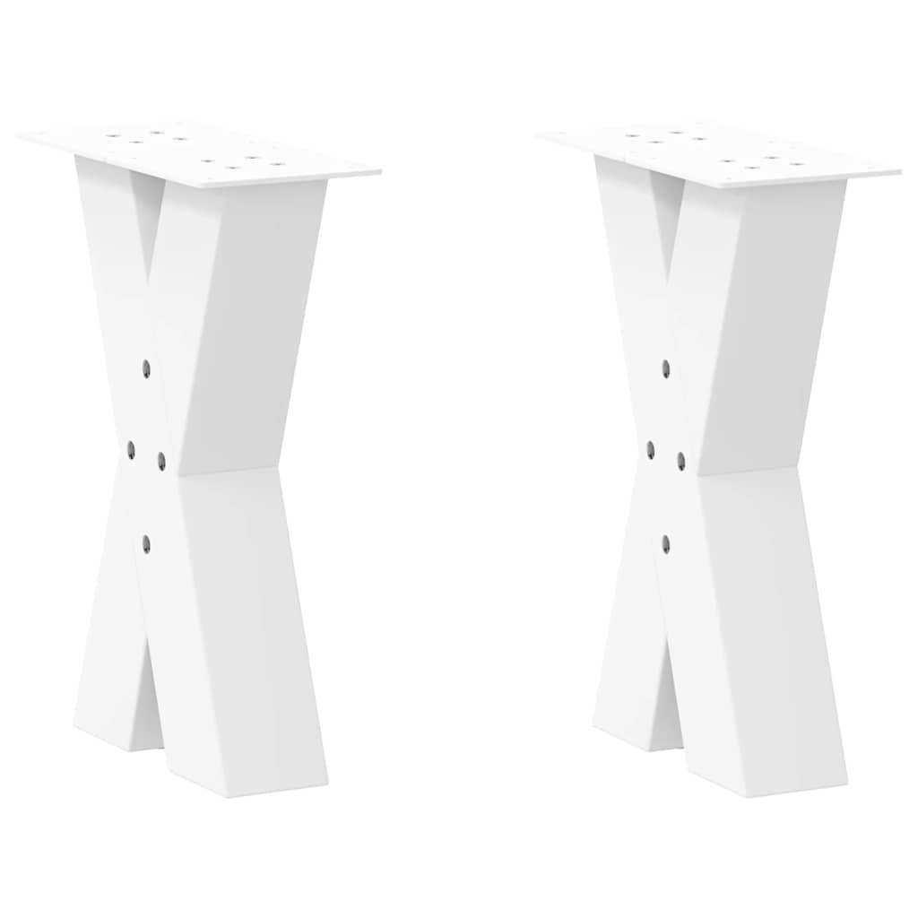 sofabordsben X-formet 2 stk. hvid 38 x (42-43) cm stål