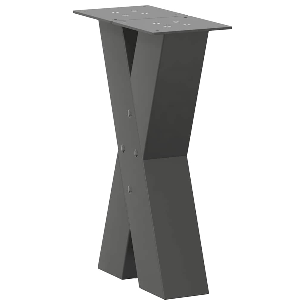 sofabordsben X-formet 2 stk. antracit 38 x (42-43) cm stål