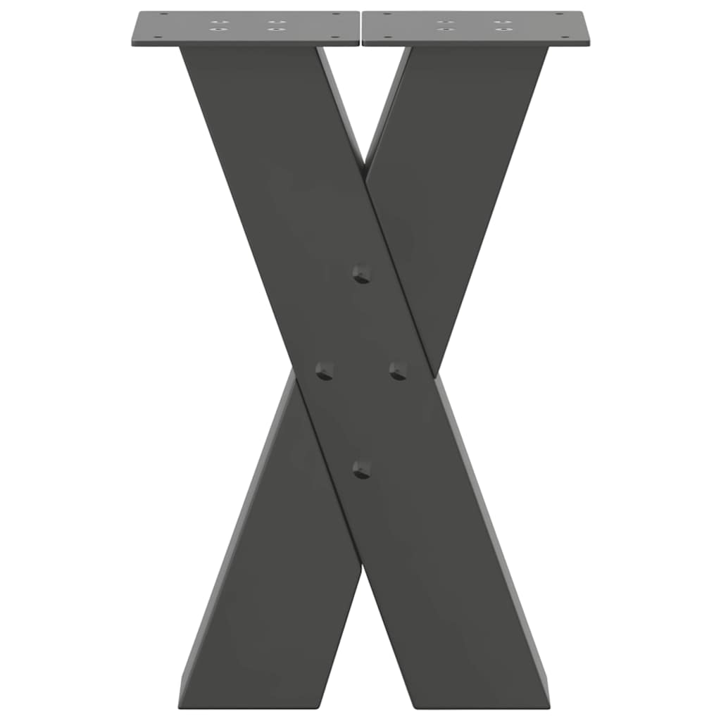 sofabordsben X-formet 2 stk. antracit 38 x (42-43) cm stål