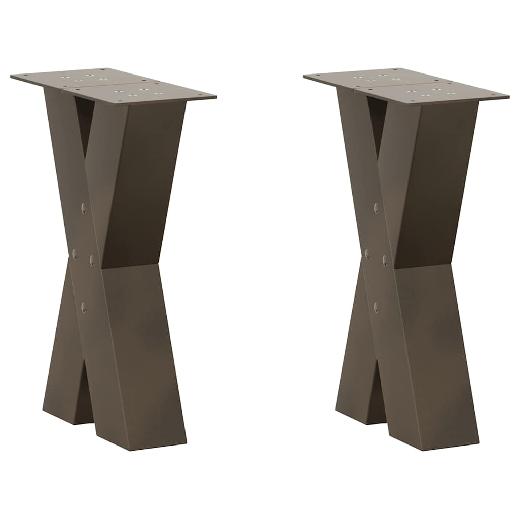 sofabordsben X-formet 2 stk. naturstål 38 x (42-43) cm stål