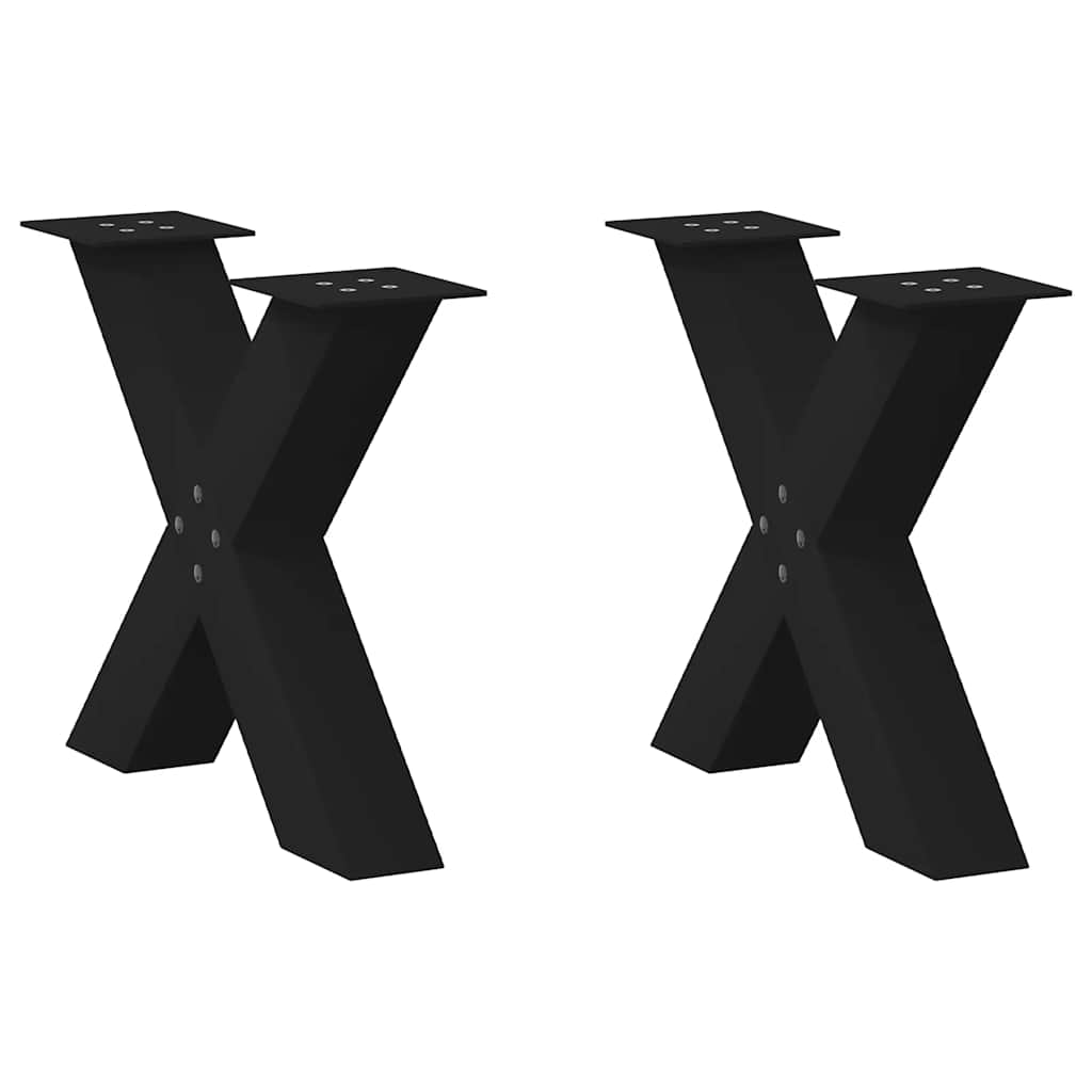 sofabordsben X-formet 2 stk. sort 50x(42-43) cm stål