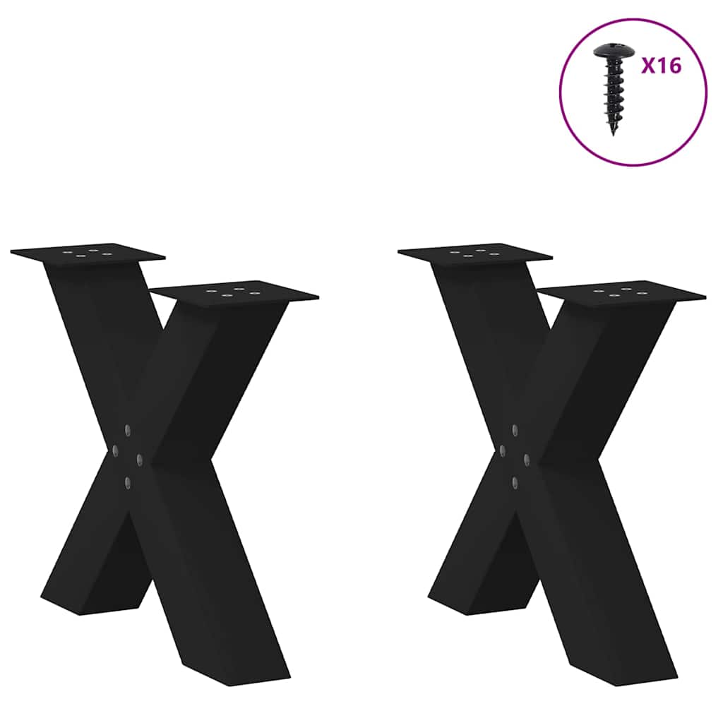 sofabordsben X-formet 2 stk. sort 50x(42-43) cm stål