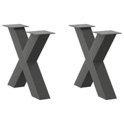sofabordsben X-formet 2 stk. antracit 50x(42-43) cm stål