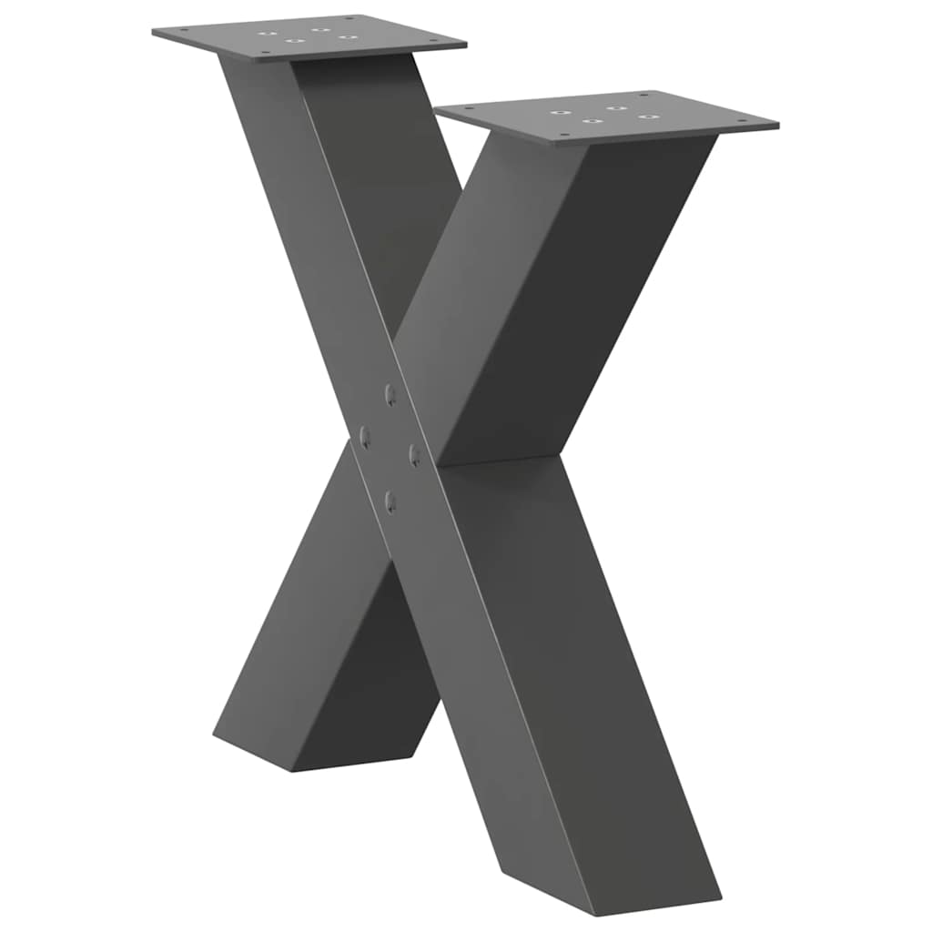 sofabordsben X-formet 2 stk. antracit 50x(42-43) cm stål