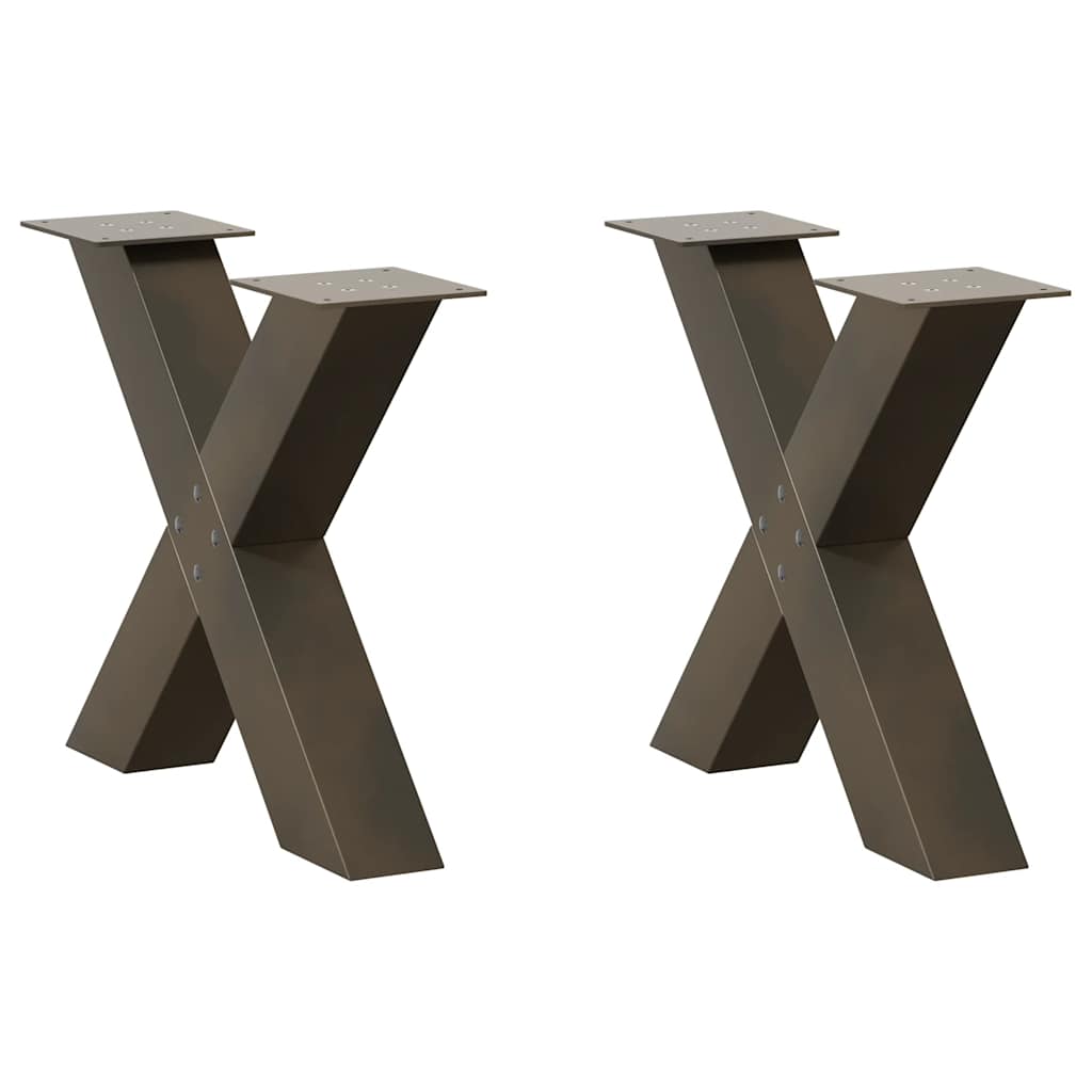 sofabordsben X-formet 2 stk. naturstål 50x(42-43) cm stål