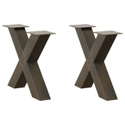 sofabordsben X-formet 2 stk. naturstål 50x(42-43) cm stål