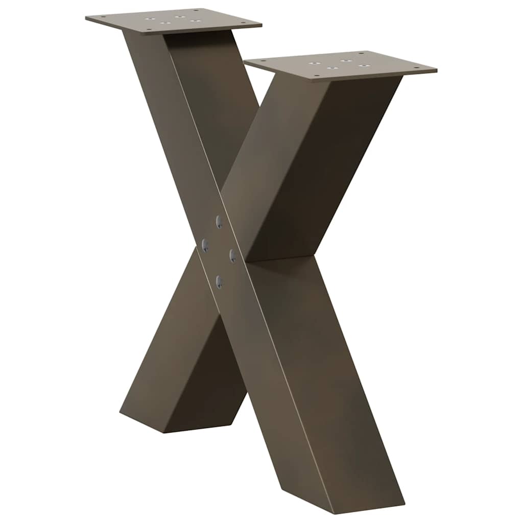 sofabordsben X-formet 2 stk. naturstål 50x(42-43) cm stål