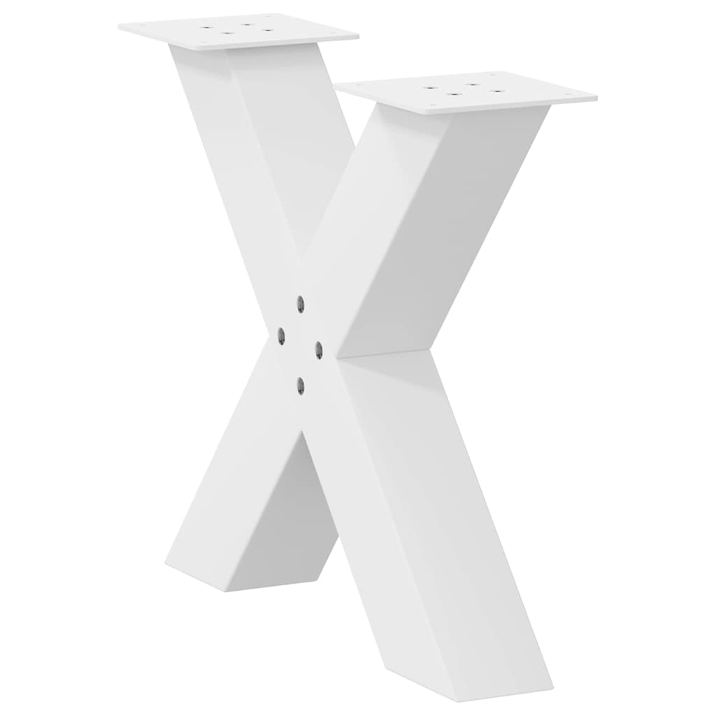 sofabordsben X-formet 2 stk. hvid 60 x (42-43) cm stål