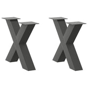 sofabordsben X-formet 2 stk. antracit 60 x (42-43) cm stål