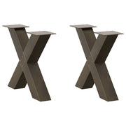 sofabordsben X-formet 2 stk. naturstål 60x(42-43) cm stål