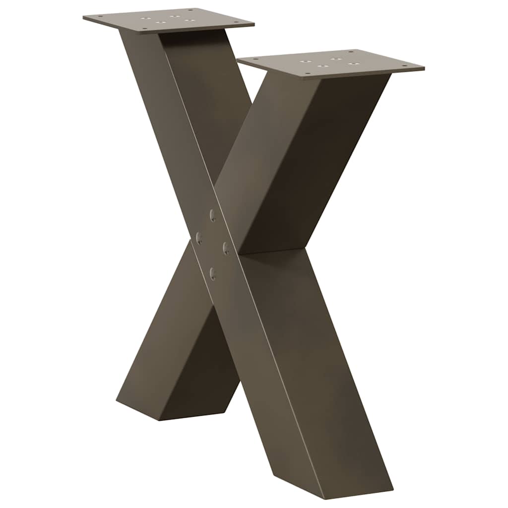 sofabordsben X-formet 2 stk. naturstål 60x(42-43) cm stål