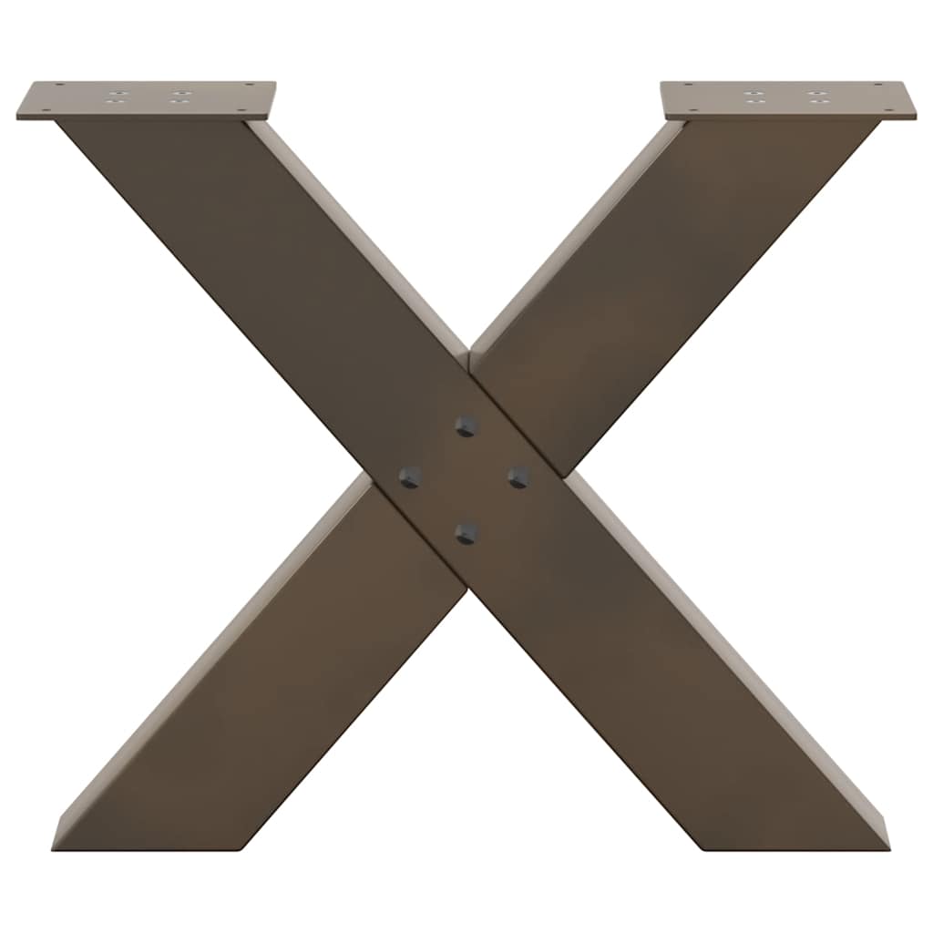 sofabordsben X-formet 2 stk. naturstål 60x(42-43) cm stål