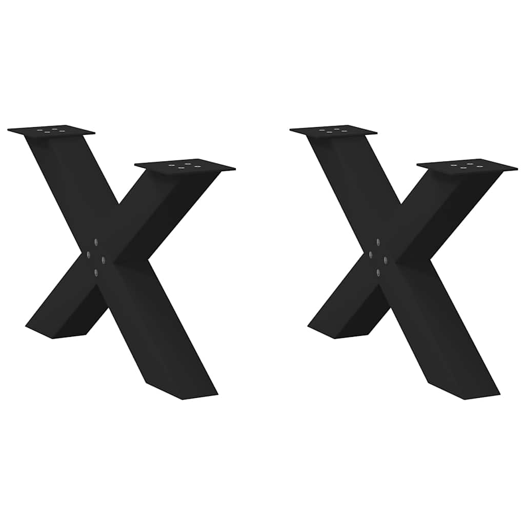 sofabordsben X-formet 2 stk. sort 70 x (42-43) cm stål