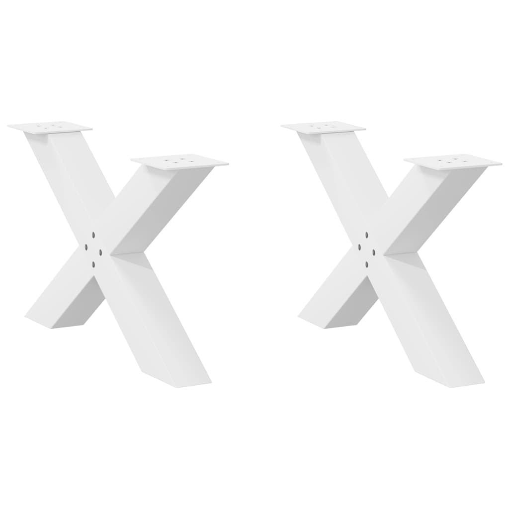 sofabordsben X-formet 2 stk. hvid 70 x (42-43) cm stål