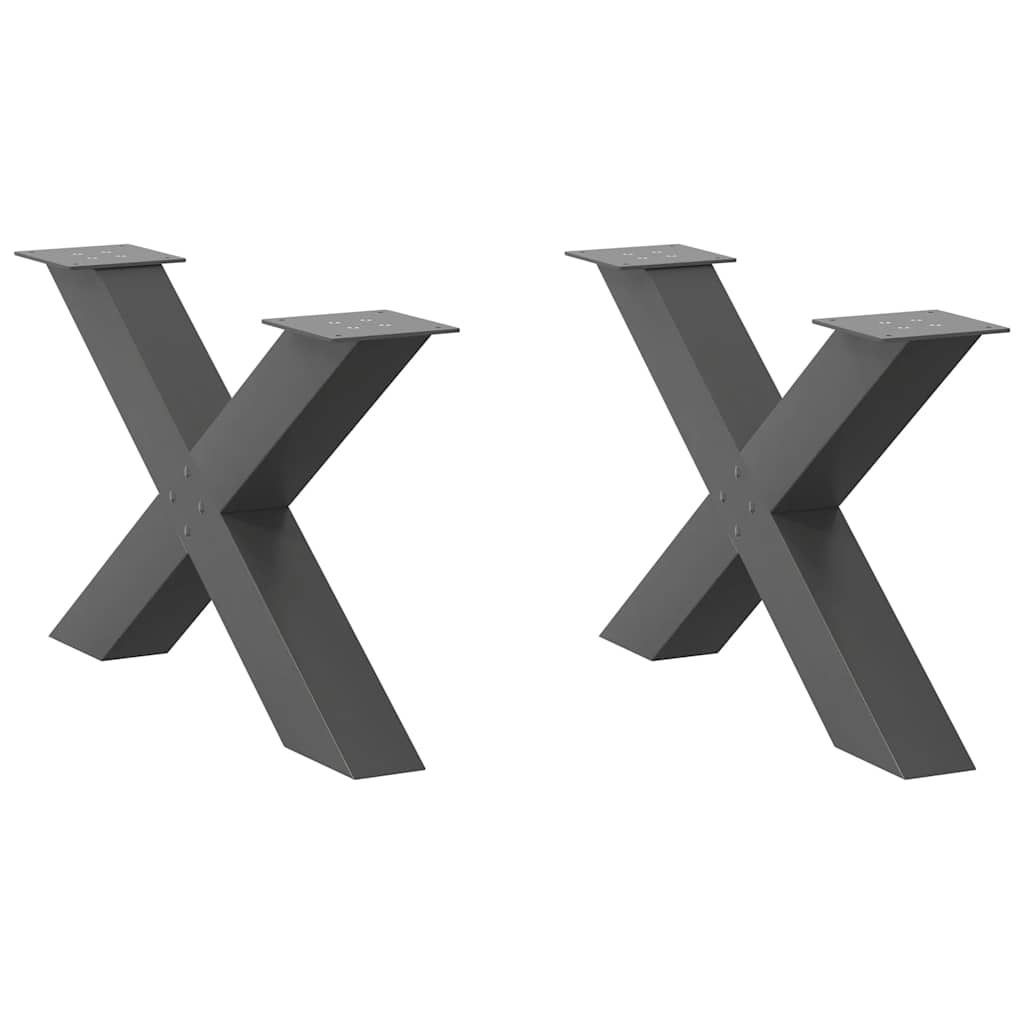 sofabordsben X-formet 2 stk. antracit 70 x (42-43) cm stål
