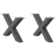 sofabordsben X-formet 2 stk. antracit 70 x (42-43) cm stål
