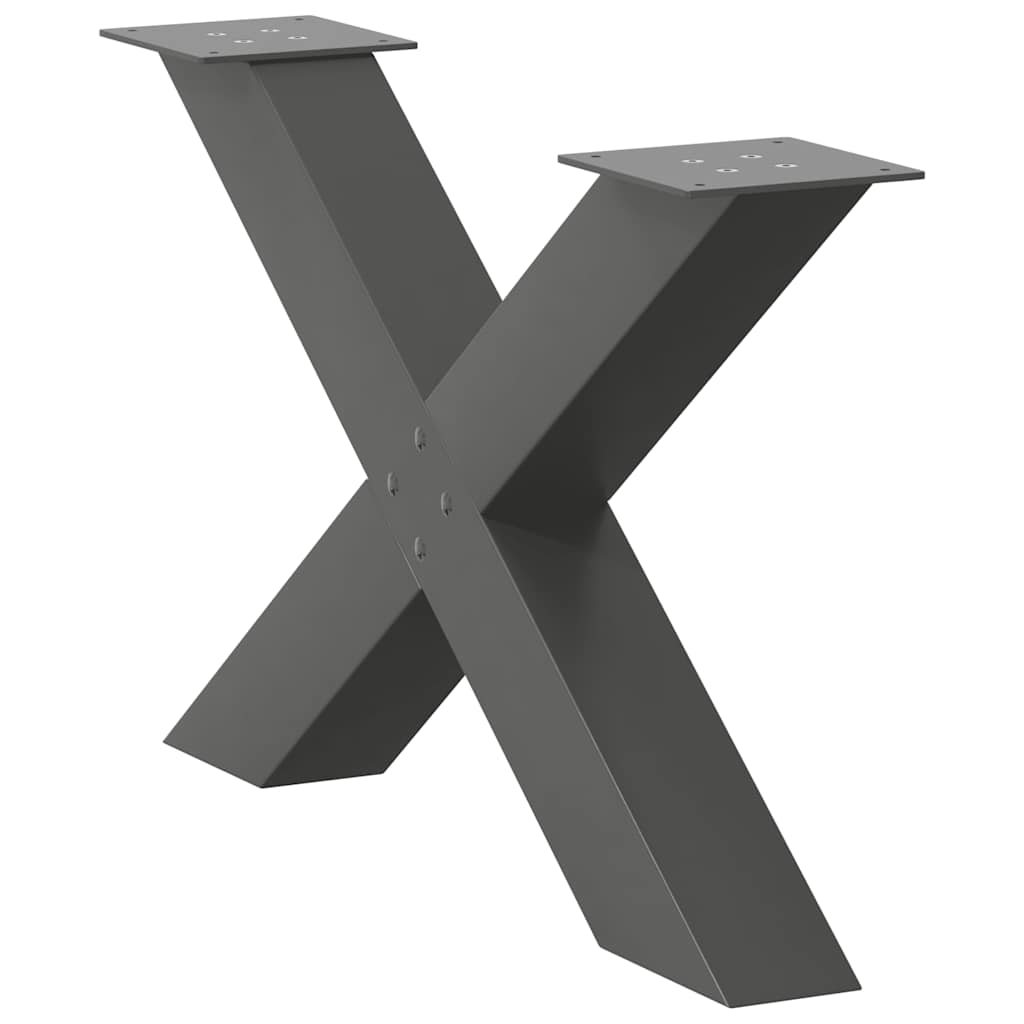 sofabordsben X-formet 2 stk. antracit 70 x (42-43) cm stål