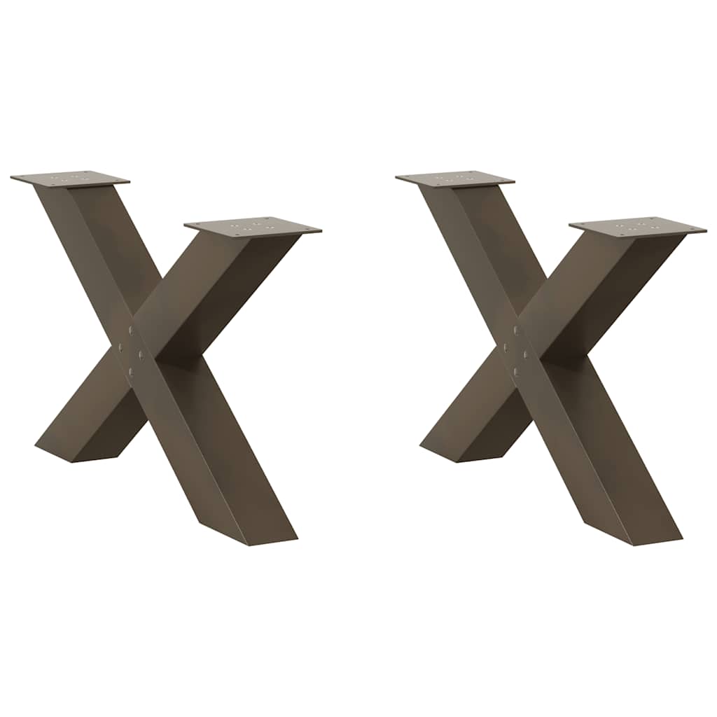 sofabordsben X-formet 2 stk. naturstål 70 x (42-43) cm stål
